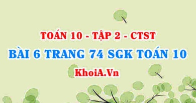 Bài 6 trang 74 SGK Toán 10 tập 2 Chân trời sáng tạo